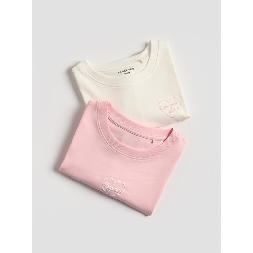 Reserved - T-shirt z nadrukiem 2 pack - wielobarwny ze sklepu Reserved w kategorii Bluzki dziewczęce - zdjęcie 184535611