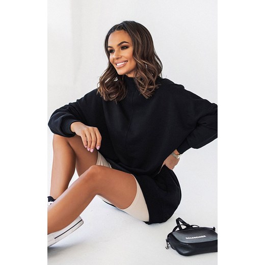 Bluza Simple w kolorze czarnym ze stójką i przeszyciami D27, Kolor czarny, Rozmiar M/L, Ivon ze sklepu Primodo w kategorii Bluzy damskie - zdjęcie 184537312