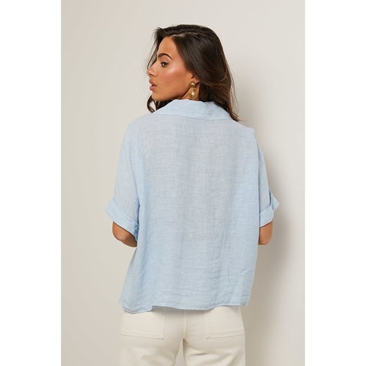 Le Monde du Lin Lniana bluzka w kolorze błękitnym Le Monde Du Lin 34/36 okazyjna cena Limango Polska