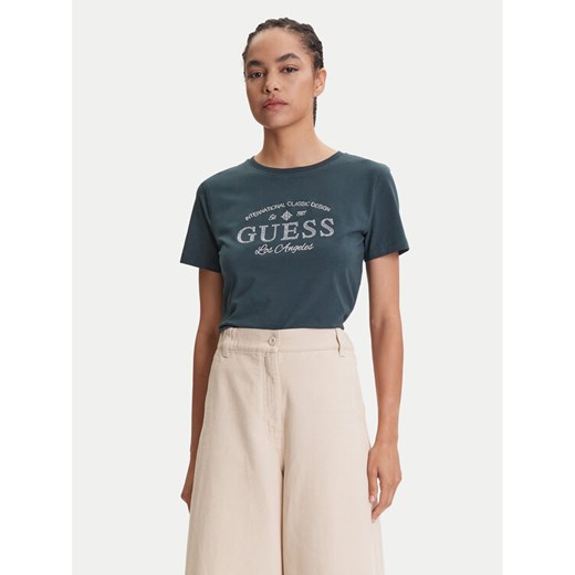 Guess T-Shirt V5YI13 J1314 Zielony Regular Fit ze sklepu MODIVO w kategorii Bluzki damskie - zdjęcie 184538764