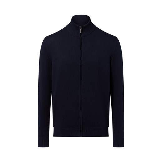 Nils Sundström Męski kardigan Mężczyźni drobna dzianina granatowy jednolity ze sklepu vangraaf w kategorii Swetry męskie - zdjęcie 184539081