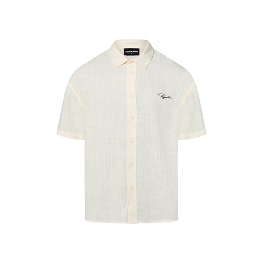 PEGADOR Męska koszula casual z zawartością lnu - Salwa Mężczyźni Comfort Fit wiskoza écru jednolity ze sklepu vangraaf w kategorii Koszule męskie - zdjęcie 184539084