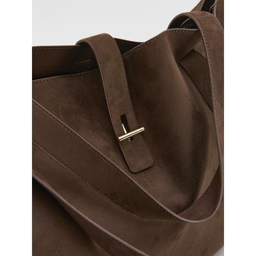 Reserved - Torebka shopper z imitacji zamszu - ciemnobrązowy Reserved ONE SIZE Reserved