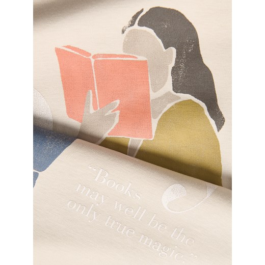 Reserved - T-shirt z nadrukiem - beżowy Reserved XL Reserved