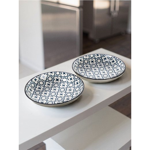 Sinsay - Wzorzyste talerze 2 pack - granatowy ze sklepu Sinsay w kategorii Talerze - zdjęcie 184541311