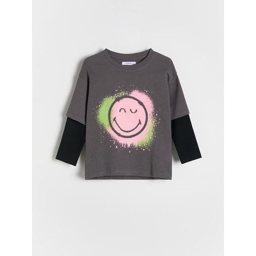 Reserved - Koszulka SmileyWorld® - ciemnoszary ze sklepu Reserved w kategorii Bluzki dziewczęce - zdjęcie 184541911