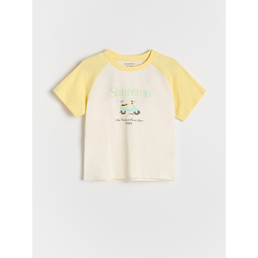 Reserved - Bawełniany t-shirt z nadrukiem - żółty ze sklepu Reserved w kategorii Bluzki dziewczęce - zdjęcie 184542174