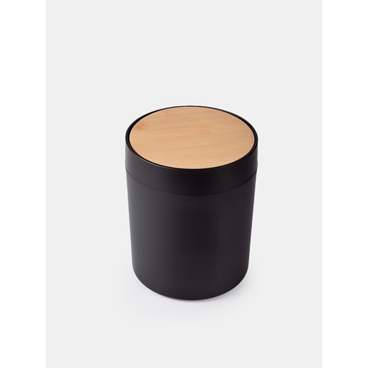 Sinsay - Kosz na śmieci z bambusową pokrywką - czarny Sinsay One Size Sinsay