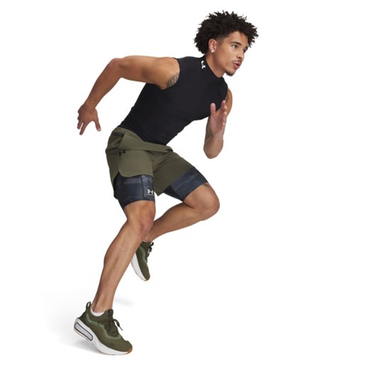 Męskie legginsy krótkie treningowe Under Armour UA HG Armour Printed Lg Sts - czarne ze sklepu Sportstylestory.com w kategorii Spodnie męskie - zdjęcie 184547642
