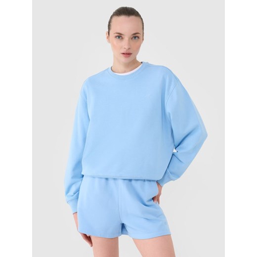 Damska bluza dresowa nierozpinana bez kaptura 4F 4FWMM00TSWSF1765 - niebieska ze sklepu Sportstylestory.com w kategorii Bluzy damskie - zdjęcie 184547824