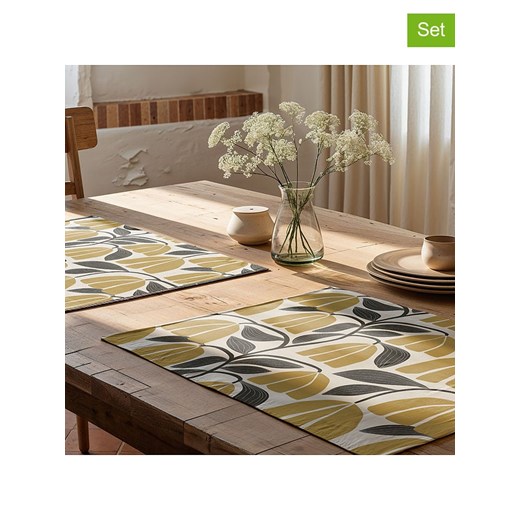Mint Rugs Podkładki stołowe (2 szt.) w kolorze biało-żółto-szarym - 50 x 40 cm ze sklepu Limango Polska w kategorii Podkładki na stół - zdjęcie 184548614