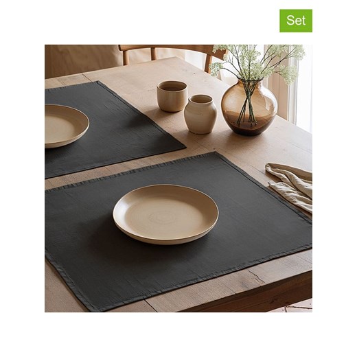 Mint Rugs Podkładki stołowe (2 szt.) &quot;Bria&quot; w kolorze antracytowym - 50 x 40 cm ze sklepu Limango Polska w kategorii Podkładki na stół - zdjęcie 184548624