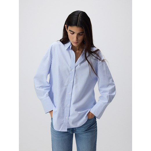 Reserved - Bawełniana koszula w paski - jasnoniebieski ze sklepu Reserved w kategorii Koszule damskie - zdjęcie 184549623