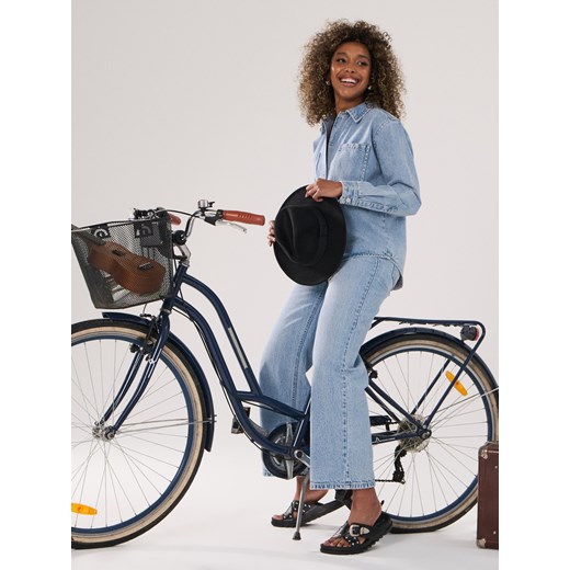 Sinsay - Katana jeansowa z perłowymi dżetami - niebieski Sinsay M Sinsay