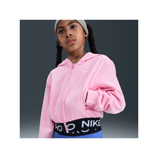 Bluza z kapturem i zamkiem na całej długości dla dużych dzieci (dziewcząt) Dri-FIT Nike Pro Fleece - Różowy ze sklepu Nike poland w kategorii Bluzy damskie - zdjęcie 184551163