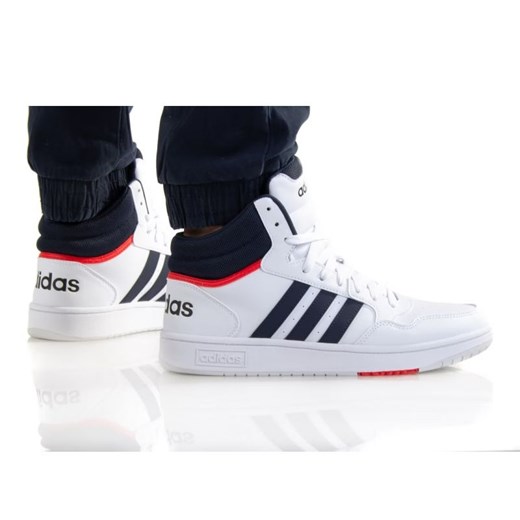Buty adidas Hoops 3.0 Mid M GY5543 białe granatowe ze sklepu ButyModne.pl w kategorii Buty sportowe męskie - zdjęcie 184551470