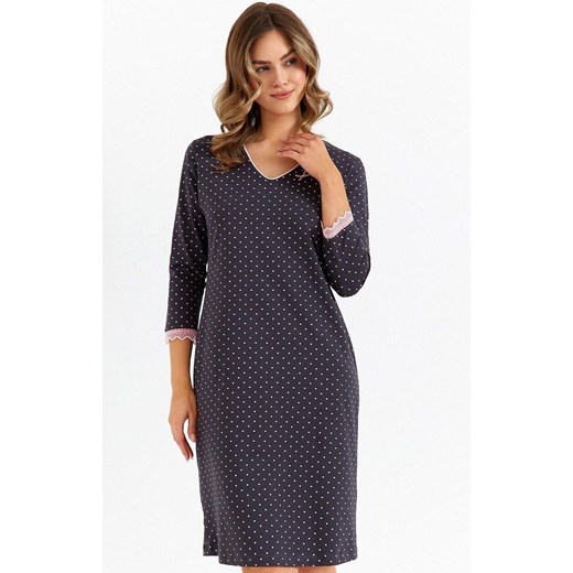 Koszula nocna damska z długim rękawem plus size 482, Kolor grafitowy-wzór, Rozmiar XXL, Cana ze sklepu Primodo w kategorii Koszule nocne - zdjęcie 184552044