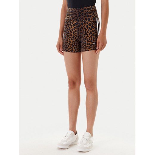 adidas Kolarki Leopard JW7306 Brązowy Slim Fit ze sklepu MODIVO w kategorii Szorty - zdjęcie 184553442