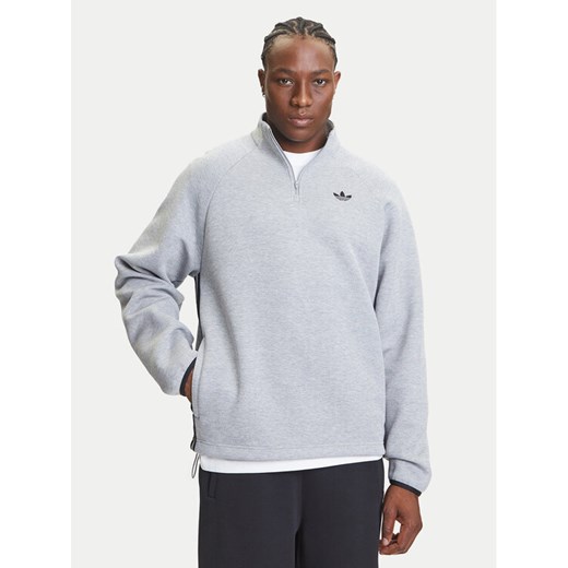 adidas Bluza adicolor Spacer Drill JX1508 Szary Loose Fit ze sklepu MODIVO w kategorii Bluzy męskie - zdjęcie 184553504