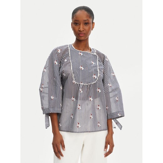 Munthe Bluzka Pristina 252102525224 Granatowy Loose Fit ze sklepu MODIVO w kategorii Bluzki damskie - zdjęcie 184553514