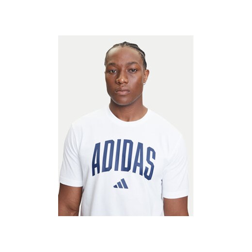 adidas T-Shirt Collegiate Lineage Graphic JM6416 Biały Regular Fit M MODIVO