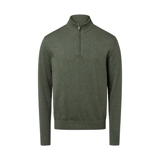 Nils Sundström Męski sweter Mężczyźni Bawełna oliwkowy marmurkowy ze sklepu vangraaf w kategorii Swetry męskie - zdjęcie 184555762