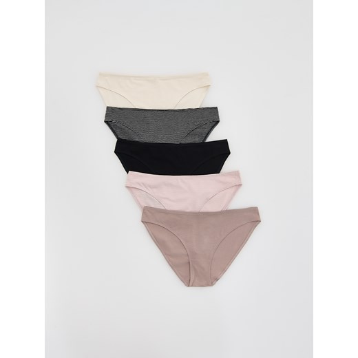 Reserved - Bawełniane majtki typu bikini 5 pack - czarny ze sklepu Reserved w kategorii Majtki damskie - zdjęcie 184556123