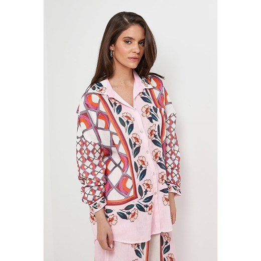 Koszula damska Rodier Lin z lnu z kołnierzykiem 