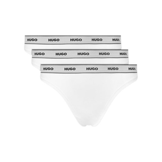 HUGO Komplet 3 par stringów Triplet Thong Stripe 50545680 Biały ze sklepu MODIVO w kategorii Majtki damskie - zdjęcie 184560721