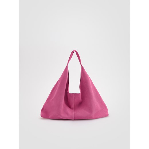 Reserved - Zamszowa torebka shopper z saszetką - hibiskus ze sklepu Reserved w kategorii Torebki hobo - zdjęcie 184561562