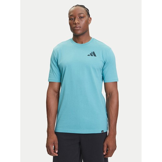 adidas T-Shirt Yay Sports Verbiage Graphic JY1830 Turkusowy Regular Fit ze sklepu MODIVO w kategorii T-shirty męskie - zdjęcie 184562164