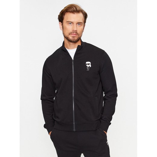 KARL LAGERFELD Bluza Sweat Zip 705895 500900 Czarny Regular Fit ze sklepu MODIVO w kategorii Bluzy męskie - zdjęcie 184562192