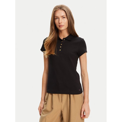 Tommy Hilfiger Polo Gold Button WW0WW45768 Czarny Slim Fit ze sklepu MODIVO w kategorii Bluzki damskie - zdjęcie 184562234