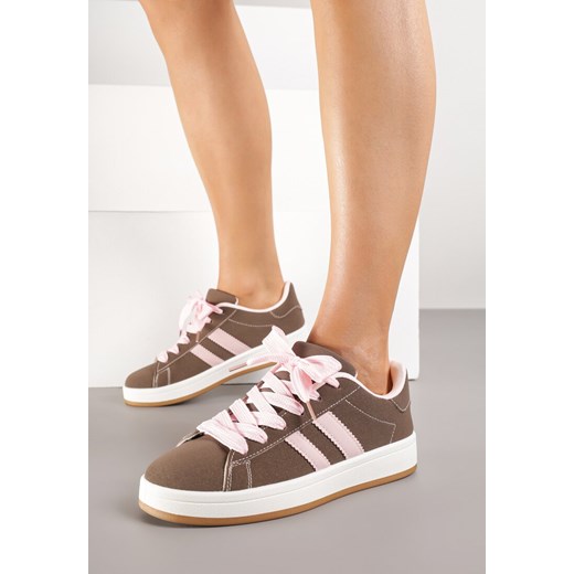 Brązowe Sneakersy Ozdobione Motywem Pasków Flortewi ze sklepu renee.pl w kategorii Buty sportowe damskie - zdjęcie 184563362