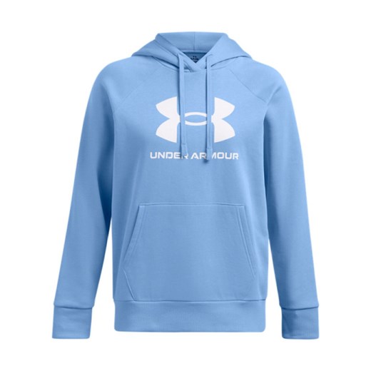 Damska bluza dresowa nierozpinana z kapturem Under Armour UA Rival Fleece Big Logo Hdy - niebieska ze sklepu Sportstylestory.com w kategorii Bluzy damskie - zdjęcie 184563911