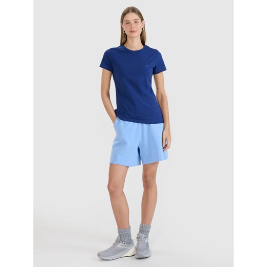 Damski t-shirt basic 4F 4FWMM00TTSHF2255 - granatowy ze sklepu Sportstylestory.com w kategorii Bluzki damskie - zdjęcie 184564034