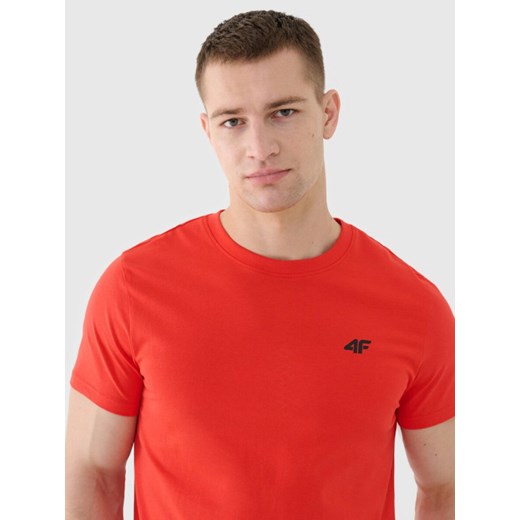 Męski t-shirt basic 4F 4FWMM00TTSHM2256 - czerwony ze sklepu Sportstylestory.com w kategorii T-shirty męskie - zdjęcie 184564063