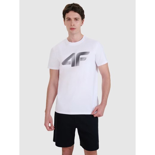 Męski t-shirt z nadrukiem 4F 4FWMM00TTSHM2257 - biały ze sklepu Sportstylestory.com w kategorii T-shirty męskie - zdjęcie 184564091
