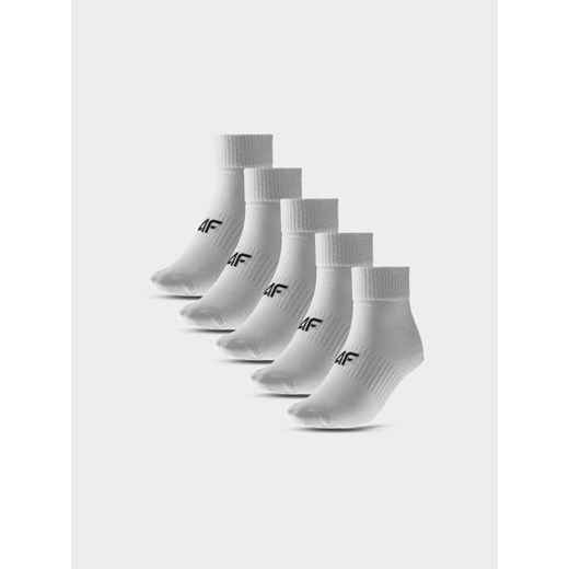 Męskie skarpetki basic (5-pack) 4F 4FWMM00USOCM283 - białe ze sklepu Sportstylestory.com w kategorii Skarpetki męskie - zdjęcie 184564124