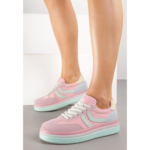 Różowe Sneakersy w Stylu Klasycznych Tenisówek na Grubej Podeszwie Grelritia ze sklepu born2be.pl w kategorii Buty sportowe damskie - zdjęcie 184564302