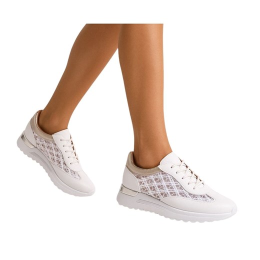 Białe ażurowe buty sportowe sneakersy /G8-3 17658 W289/ ze sklepu Pantofelek24.pl w kategorii Buty sportowe damskie - zdjęcie 184564821