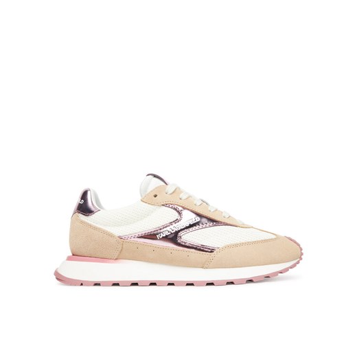 Sneakersy KARL LAGERFELD Kairo Lo Lace Mix II KL61124E 4TP Beżowy ze sklepu eobuwie.pl w kategorii Buty sportowe damskie - zdjęcie 184566652