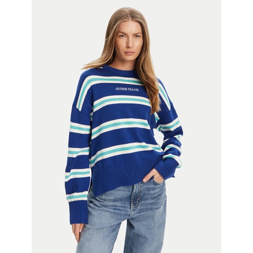 Guess Jeans Sweter W4BR09 Z3HM1 Niebieski Regular Fit ze sklepu MODIVO w kategorii Swetry damskie - zdjęcie 184568023