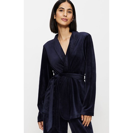 Triumph szlafrok damski Sensual Velour 10221171-7064, Kolor granatowy, Rozmiar 40, Triumph ze sklepu Primodo w kategorii Szlafroki damskie - zdjęcie 184569541