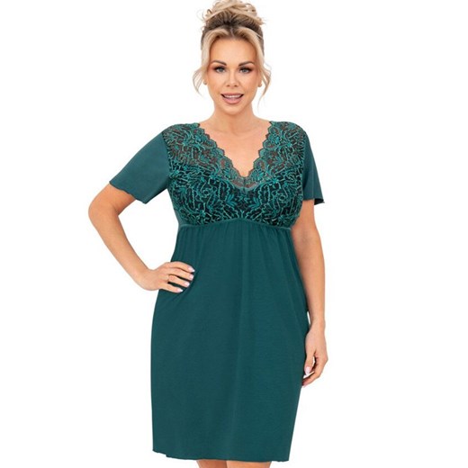 Damska koszula nocna zielona plus size Melania, Kolor zielony, Rozmiar 3XL, Donna ze sklepu Intymna w kategorii Koszule nocne - zdjęcie 184569904