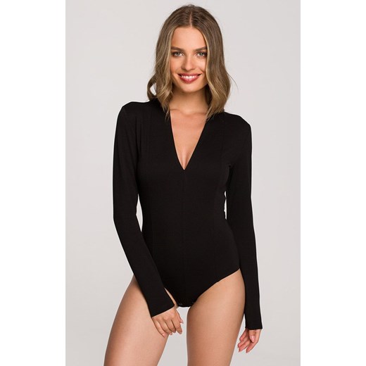 Body damskie bluzka z dekoltem V w kolorze czarnym S327, Kolor czarny, Rozmiar Stylove S Intymna