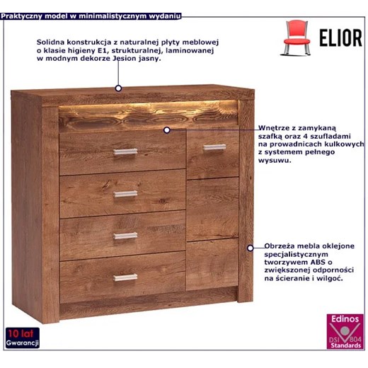Komoda do salonu jesion jasny L7-Z72 Elior One Size Edinos.pl
