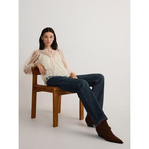 Reserved - Bluzka z koronki - złamana biel ze sklepu Reserved w kategorii Bluzki damskie - zdjęcie 184572171