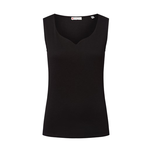 Street One Top damski Kobiety Bawełna czarny jednolity ze sklepu vangraaf w kategorii Bluzki damskie - zdjęcie 184572222