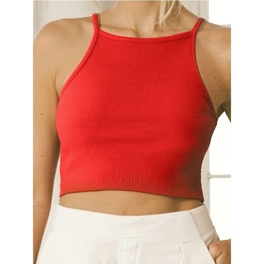 Sinsay - Crop top na ramiączkach - czerwony ze sklepu Sinsay w kategorii Bluzki damskie - zdjęcie 184574754